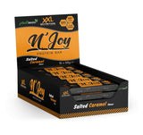 Barra de proteínas N'Joy sabor Caramelo Salado Vegano de XXL Nutrition, equilibrio entre nutrición y delicia vegana.