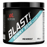 Blast! Pre-Workout XXL Nutrition sabor Gummy Bear en formato 300 g sobre fondo blanco