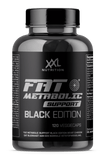 Fat Metabolic Support Black Edition XXL Nutrition, quemagrasas con cromo, 120 cápsulas vegetales y 256 mg de cafeína por dosis.