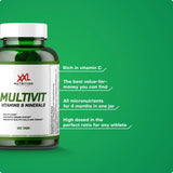 Multivit XXL Nutrition con 120 comprimidos y beneficios destacados como fuente de vitamina C y micronutrientes