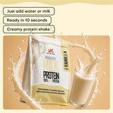 Perfect Milk Protein XXL Nutrition sabor vainilla preparado como batido cremoso con agua o leche