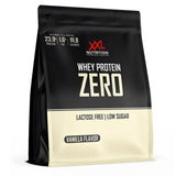 Whey Protein Zero XXL Nutrition sabor vainilla, proteína whey sin lactosa y baja en azúcar sobre fondo transparente