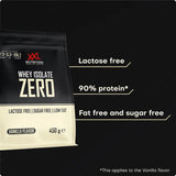Whey Isolate Zero XXL Nutrition sabor vainilla en formato 450 g, proteína aislada sin lactosa y sin azúcar