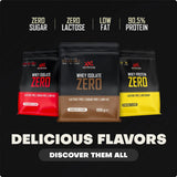 Variedades de Whey Isolate Zero XXL Nutrition en sabores fresa, chocolate y banana